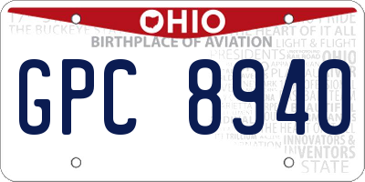 OH license plate GPC8940