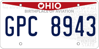 OH license plate GPC8943