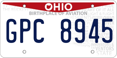 OH license plate GPC8945
