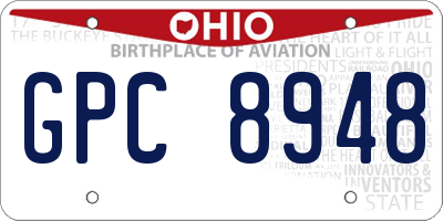 OH license plate GPC8948