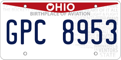 OH license plate GPC8953