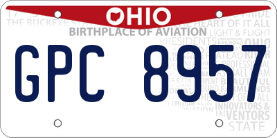 OH license plate GPC8957