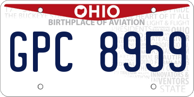 OH license plate GPC8959