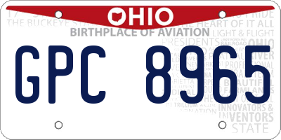 OH license plate GPC8965
