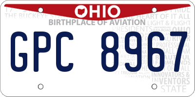 OH license plate GPC8967