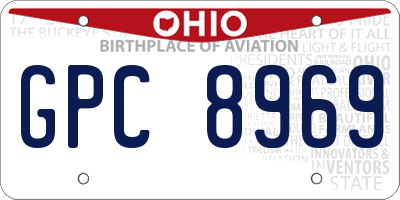 OH license plate GPC8969