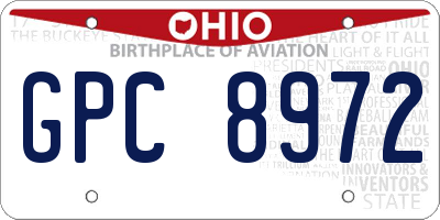 OH license plate GPC8972