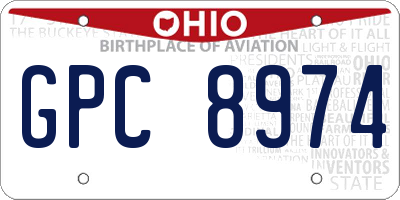 OH license plate GPC8974