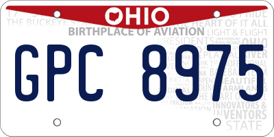 OH license plate GPC8975