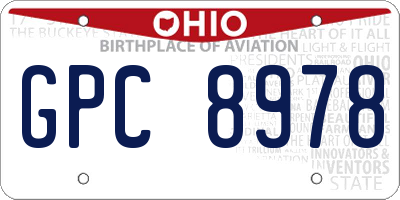 OH license plate GPC8978