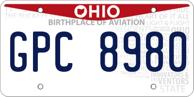 OH license plate GPC8980