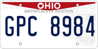 OH license plate GPC8984