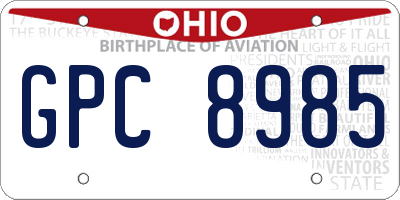OH license plate GPC8985