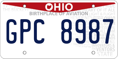 OH license plate GPC8987