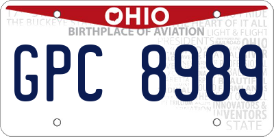 OH license plate GPC8989