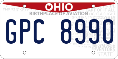 OH license plate GPC8990