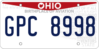 OH license plate GPC8998