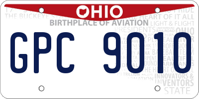 OH license plate GPC9010