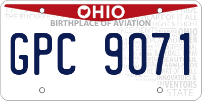 OH license plate GPC9071