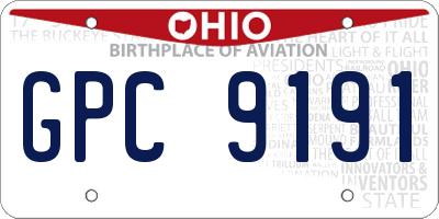 OH license plate GPC9191