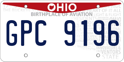 OH license plate GPC9196