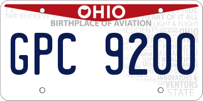 OH license plate GPC9200