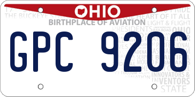 OH license plate GPC9206