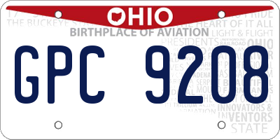 OH license plate GPC9208