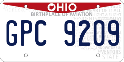 OH license plate GPC9209