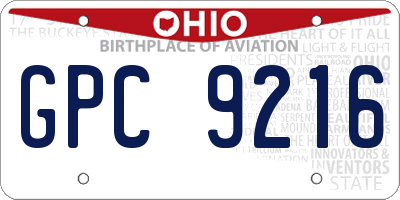 OH license plate GPC9216