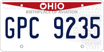 OH license plate GPC9235