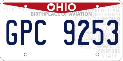 OH license plate GPC9253