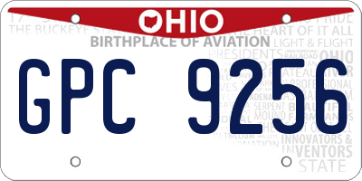 OH license plate GPC9256