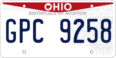 OH license plate GPC9258