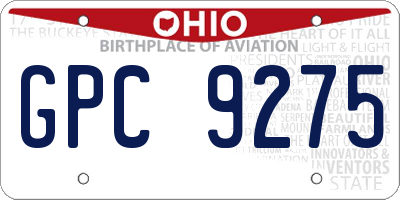 OH license plate GPC9275