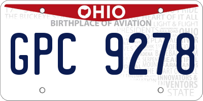 OH license plate GPC9278
