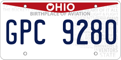 OH license plate GPC9280