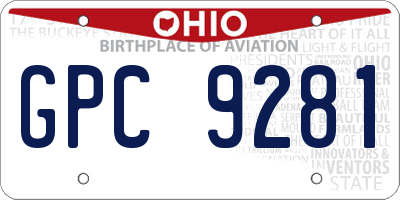 OH license plate GPC9281