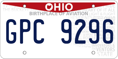 OH license plate GPC9296
