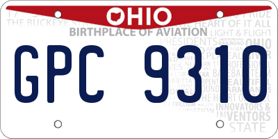 OH license plate GPC9310