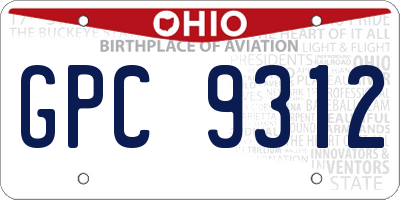 OH license plate GPC9312