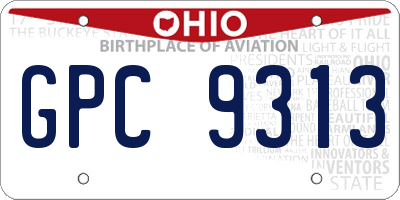 OH license plate GPC9313