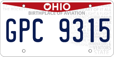 OH license plate GPC9315