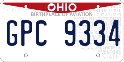 OH license plate GPC9334