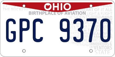 OH license plate GPC9370