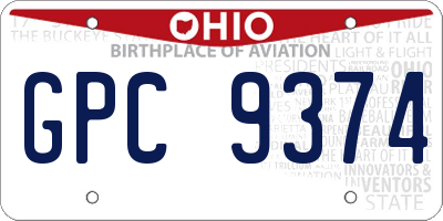 OH license plate GPC9374