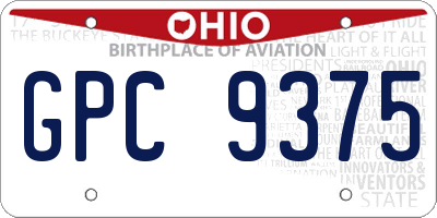 OH license plate GPC9375