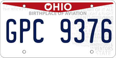 OH license plate GPC9376