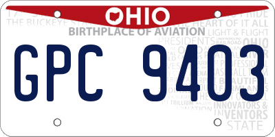 OH license plate GPC9403
