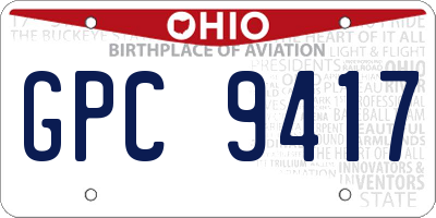 OH license plate GPC9417
